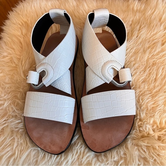 Rag & Bone White August Mock-Croc Flat Sandals Sz-37 - Picture 2 of 9